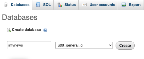 Setup Default DB